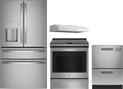 4 Piece Package Includes Refrigerator, Range, Hood And Dishwasher